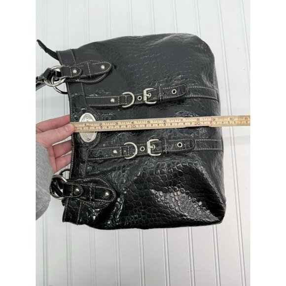 NINE WEST Vintage‎ Black Pebbled Shoulder Bag Purse Faux Leather - Picture 10 of 16